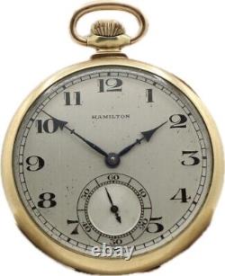 Antique 12 Size Hamilton Mechanical Open Face Pocket Watch Grade 916 14k GF