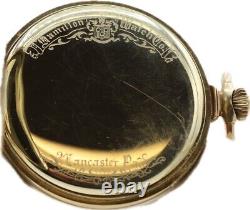 Antique 12 Size Hamilton Mechanical Open Face Pocket Watch Grade 916 14k GF