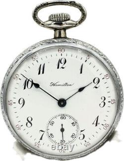 Antique 16S Hamilton Pinstripe Mechanical Pocket Watch Grade 978 Chrome Plated