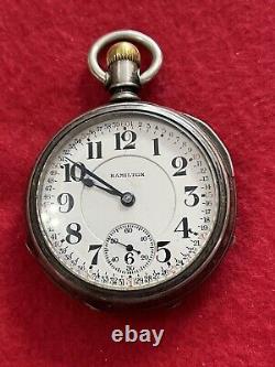 Antique 1903 Hamilton 18s & 17j Grade926 3 oz Silver Pocket Watch-Runs Great