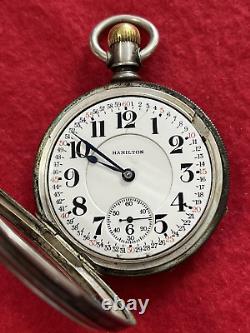 Antique 1903 Hamilton 18s & 17j Grade926 3 oz Silver Pocket Watch-Runs Great