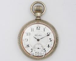 Antique 1908 Hamilton 16s 21j Adj. 990 Pocket Watch out of Estate! RUNNING
