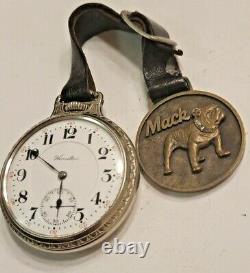 Antique 1909 HAMILTON 21 Jewels Grade 960 Size 16 14kGF Pocket Watch withMack Fob