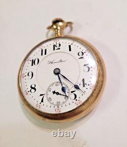 Antique 1909 HAMILTON 940 Size 18s 21 Jewels 10k Pocket Watch- Railroad Approved