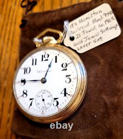 Antique 1911 HAMILTON 940 RAILROAD Pocket Watch, Gold filled, 21 Jewels, Size 18