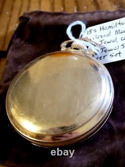 Antique 1911 HAMILTON 940 RAILROAD Pocket Watch, Gold filled, 21 Jewels, Size 18