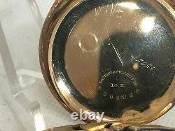 Antique 1911 Hamilton 14k Solid Gold Open Face Pocket Watch 12s 19j Works Great