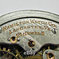 Antique 1911 Hamilton 992 21j 16s Silver Tone Pocket Watch