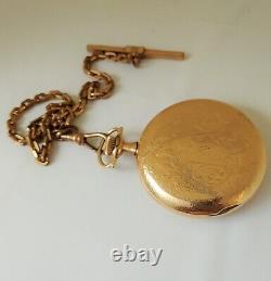 Antique 1913 Hamilton Railroad Size 16s Open Face Pocket Watch With Chain