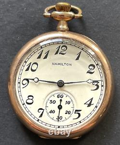 Antique 1914 Hamilton Grade 910 Pocket Watch Running Fahys GF Case 12s 17j USA