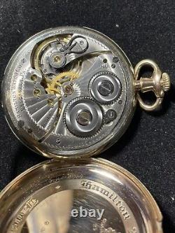 Antique 1916 Hamilton 25 yrs GF Open Face Pocket Watch 12s 17j Gr 910 Running
