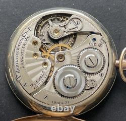 Antique 1918 Hamilton Grade 910 Pocket Watch Running GF Swing Out Case 12s 17j