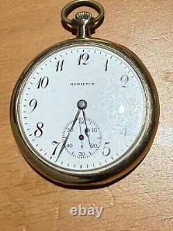 Antique 1919 Hamilton Pocket Watch With Original Receipt Registration Box Works