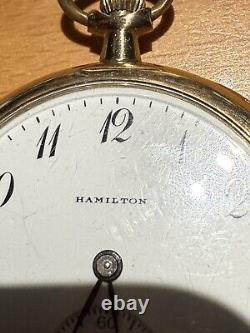 Antique 1919 Hamilton Pocket Watch With Original Receipt Registration Box Works