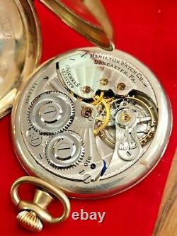 Antique 1922 HAMILTON 910 14k Gold Filled Pocket Watch With Box & Papers