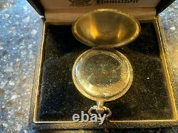Antique 1924 Hamilton gold-filled pocket watch, open-faced withoriginal box