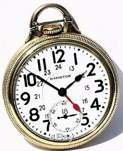 Antique 21 Jewel G Filled Two Time Zone 24 Hour Dial Pocket Watch Hamilton 992-B