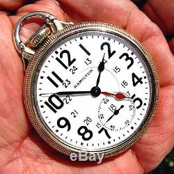 Antique 21 Jewel G Filled Two Time Zone 24 Hour Dial Pocket Watch Hamilton 992-B