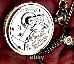 Antique 21 Jewels 18 Size Gold Filled Railroad Pocket Watch Hamilton 940