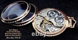 Antique 21 Jewels Display Case Mint Gold Plated Pocket Watch Hamilton 992-B