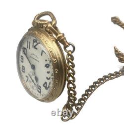 Antique 21 Jewels Display Case Pocket Watch Hamilton 992-B Railway Special Chain