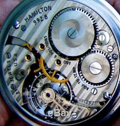 Antique 21 Jewels Extra Clean Railroad Pocket Watch Hamilton 992-B Working