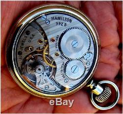 Antique 21 Jewels Salesman Display Case Pocket Watch Hamilton 992-B Working