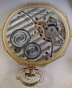 Antique Art Deco Hamilton 14k Gold Filled Open Face Pocket Watch 17 J 912 12S