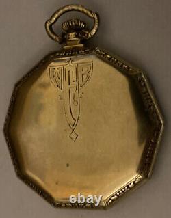 Antique Art Deco Hamilton 14k Gold Filled Open Face Pocket Watch 17 J 912 12S