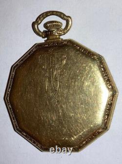 Antique Art Deco Hamilton 14k Gold Filled Open Face Pocket Watch 17 J 912 12S