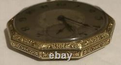 Antique Art Deco Hamilton 14k Gold Filled Open Face Pocket Watch 17 J 912 12S