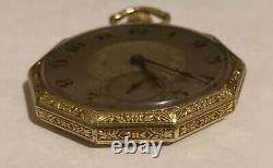 Antique Art Deco Hamilton 14k Gold Filled Open Face Pocket Watch 17 J 912 12S