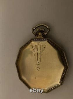 Antique Art Deco Hamilton 14k Gold Filled Open Face Pocket Watch 17 J 912 12S