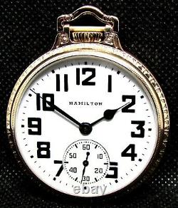 Antique Bar Over Crown Rose Gold Plated Display Case Pocket Watch Hamilton 992-B
