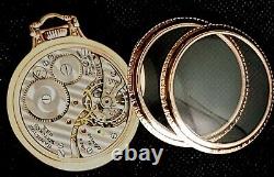 Antique Bar Over Crown Rose Gold Plated Display Case Pocket Watch Hamilton 992-B