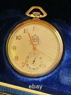 Antique HAMILTON 918 12s 19j Packard Ward 14k Gold Pocket Watch in Box and Chain