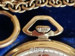 Antique HAMILTON 918 12s 19j Packard Ward 14k Gold Pocket Watch in Box and Chain