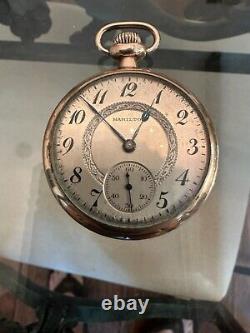 Antique Hamilton 10k Gold Filled 1929 Pocket Watch Wadsworth 6476535 17 Jewels