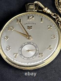 Antique Hamilton 14K Yellow Gold Open Face Pocket Watch