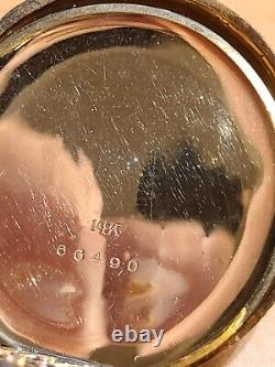 Antique Hamilton 14k Solid Gold Pocket Watch Model 920 23 Jewel Working Historic