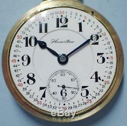 Antique Hamilton 16s 21j 990 Railroad Pocket Watch In Cross Bar Model Case