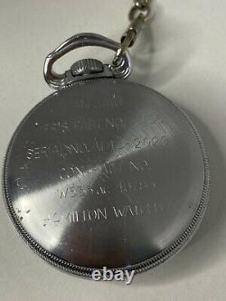 Antique Hamilton 4992B GCT WWII Military Pocket Watch, 22j, RUNNING, with FOB
