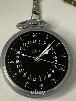 Antique Hamilton 4992B GCT WWII Military Pocket Watch, 22j, RUNNING, with FOB