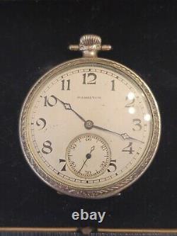 Antique Hamilton 910 17 Jewel 12 Size Pocket Watch In Original Box To Fix