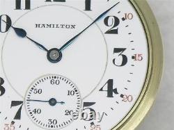 Antique Hamilton 992 Bar Over Crown Railroad Watch, 14k Gold Case, Running