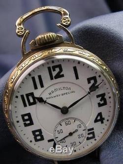Antique Hamilton 992B Size 16, 21 Jewel Gold Filled Pocket Watch #NG29