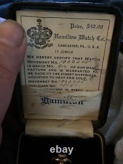 Antique Hamilton Pocket Watch with Papers STILL RUNS! HAS ORIGINAL BOX