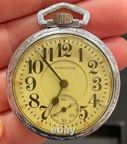 Antique Hamilton Watch Co. 996 Railroad Grade 16S 19J Pocket Watch Running