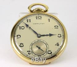 Antique Hamilton pocket watch 14K yellow gold 44.35MM 17 jewel 917 gold dial 20g