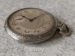 Antique Pocket Watch 1929 Hamilton 14 K White Gold Filled Needs Service